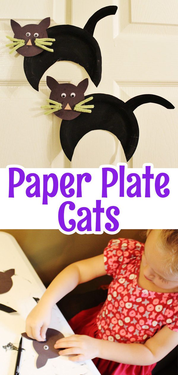 Paper Plate Cats - A spooky Halloween craft for kids.