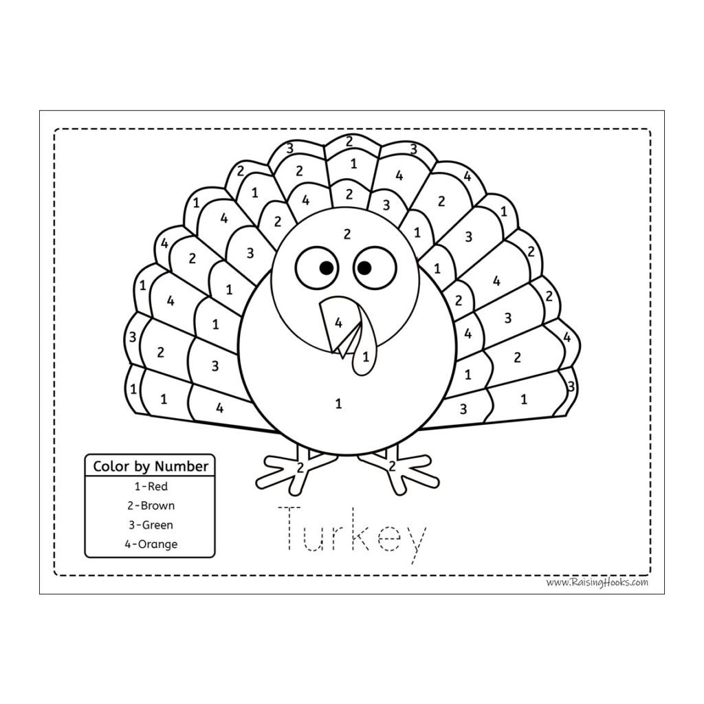 Turkey Color By Number Printable