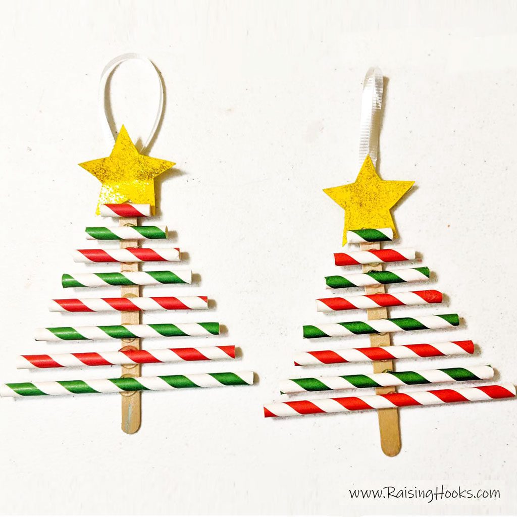 Kids Decorative Paper Straw Christmas Tree Ornaments