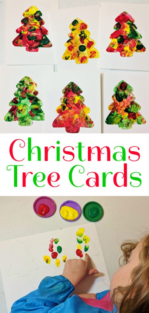 Christmas Tree Cards - A card from the kids worth treasuring! #cards #christmas #christmascards #holiday #craftsforkids