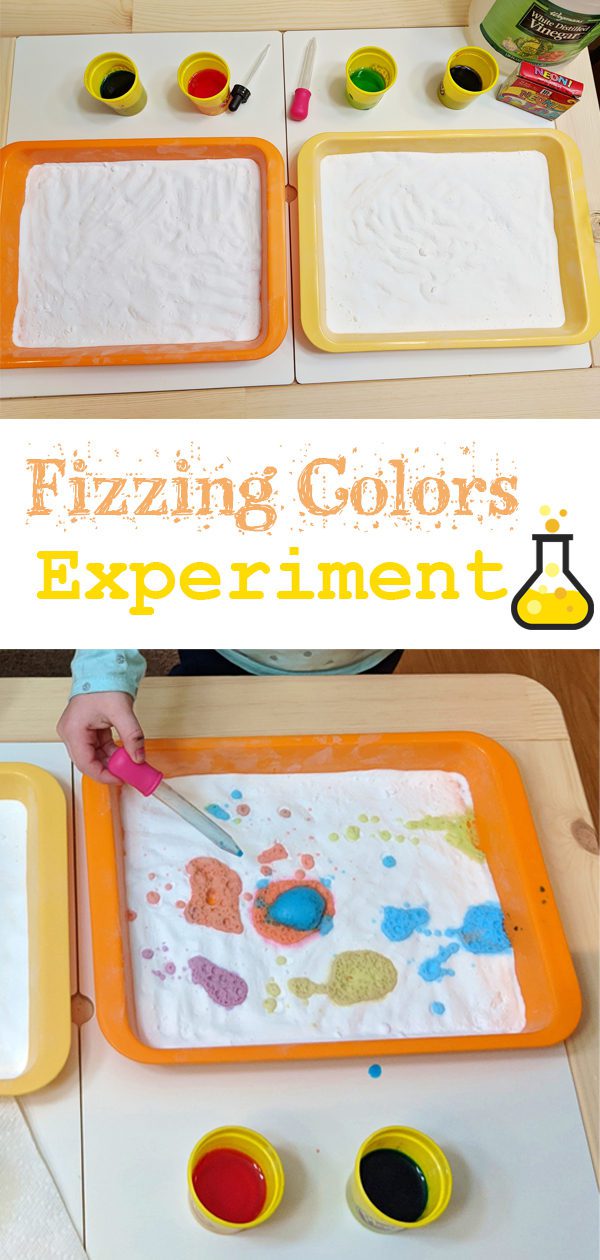 Fizzing Colors Baking Soda and Vinegar Experiment #activities #activitiesforkids #homeschool #learning