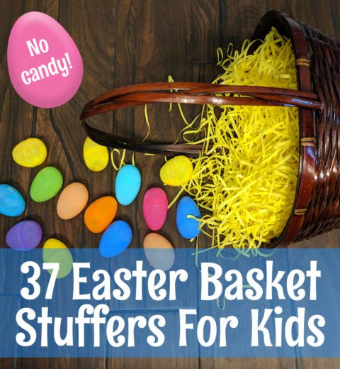 37 Easter Basket Stuffers For Kids - No Candy! A great list of ideas for surprising the kids Easter morning. #easter #easterbasket #easterbunny #spring #easteregg