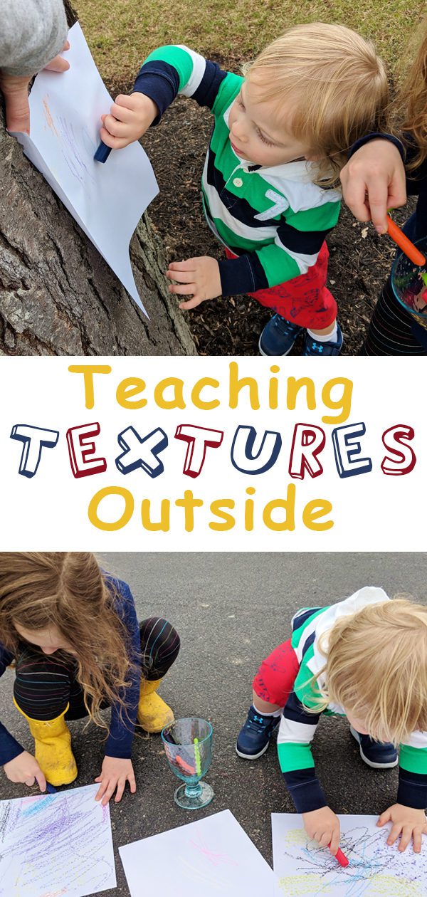 Teaching Textures Outside - A great outdoor activity to learn about different textures. #textures #homeschool #homeschooling #crafts #activitiesforkids #activities #fun #kids