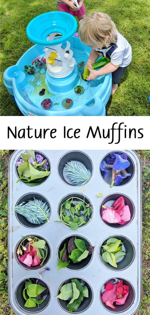Nature Ice Muffins and Water Table Activity - Fine Motor, Science and PLAY! #finemotorskills #science #water #waterplay #summer #spring #activitiesforkids #toddleractivities #nature