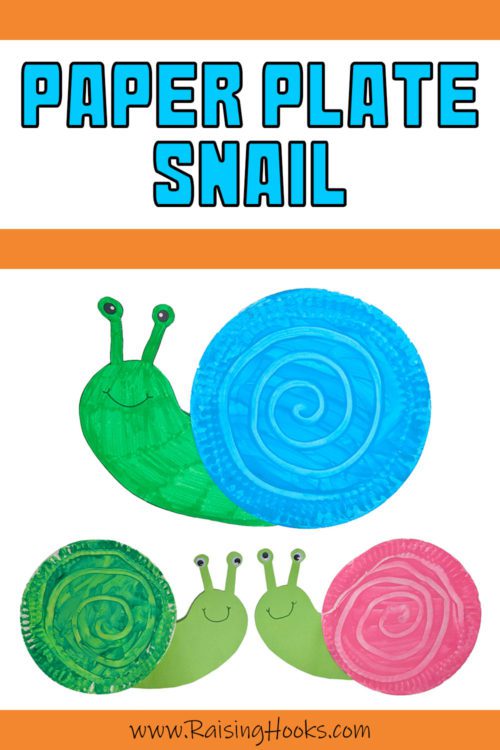 A snail craft made from a painted paper plate and paper.