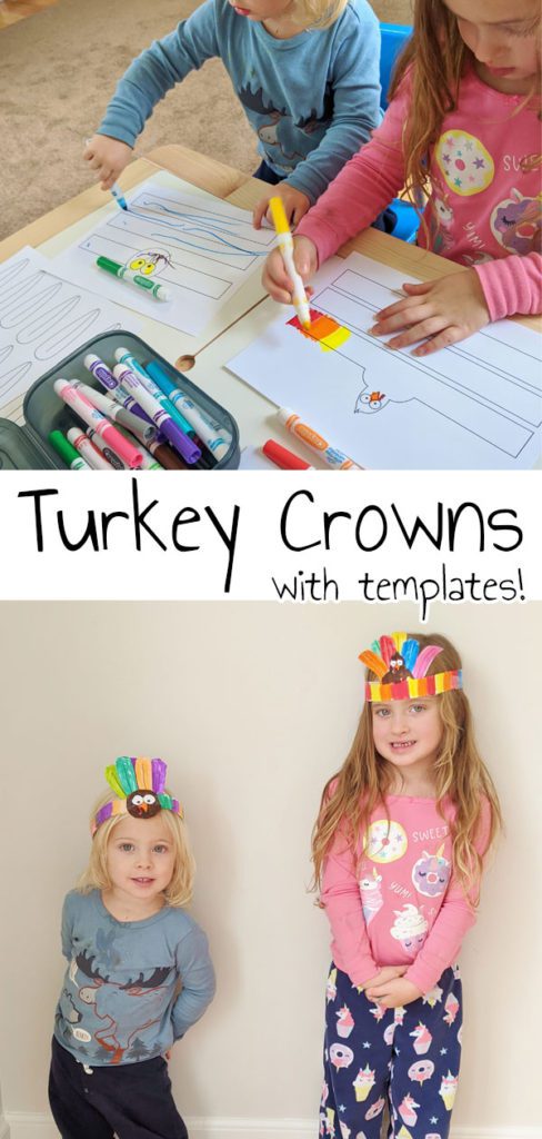 Turkey Crowns - An easy craft for fall fun! #turkey #thanksgiving #crown #craftsforkids #kidscrafts