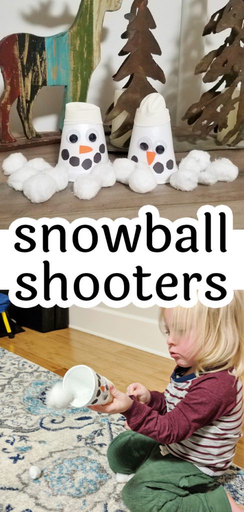 Snowball Shooters - A perfect craftivity for wintertime fun! #snowball #craftsforkids #kidscrafts #kidsactivities
