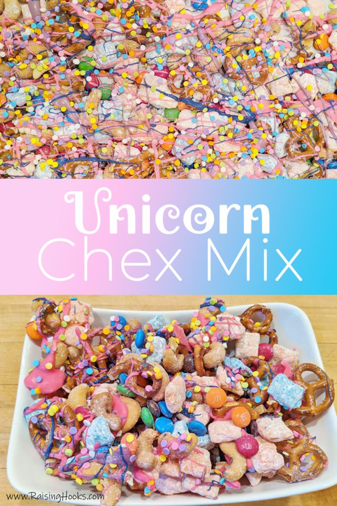 Unicorn Chex Mix - A salty and sweet rainbow treat. #unicorn #birthday #birthdayparty